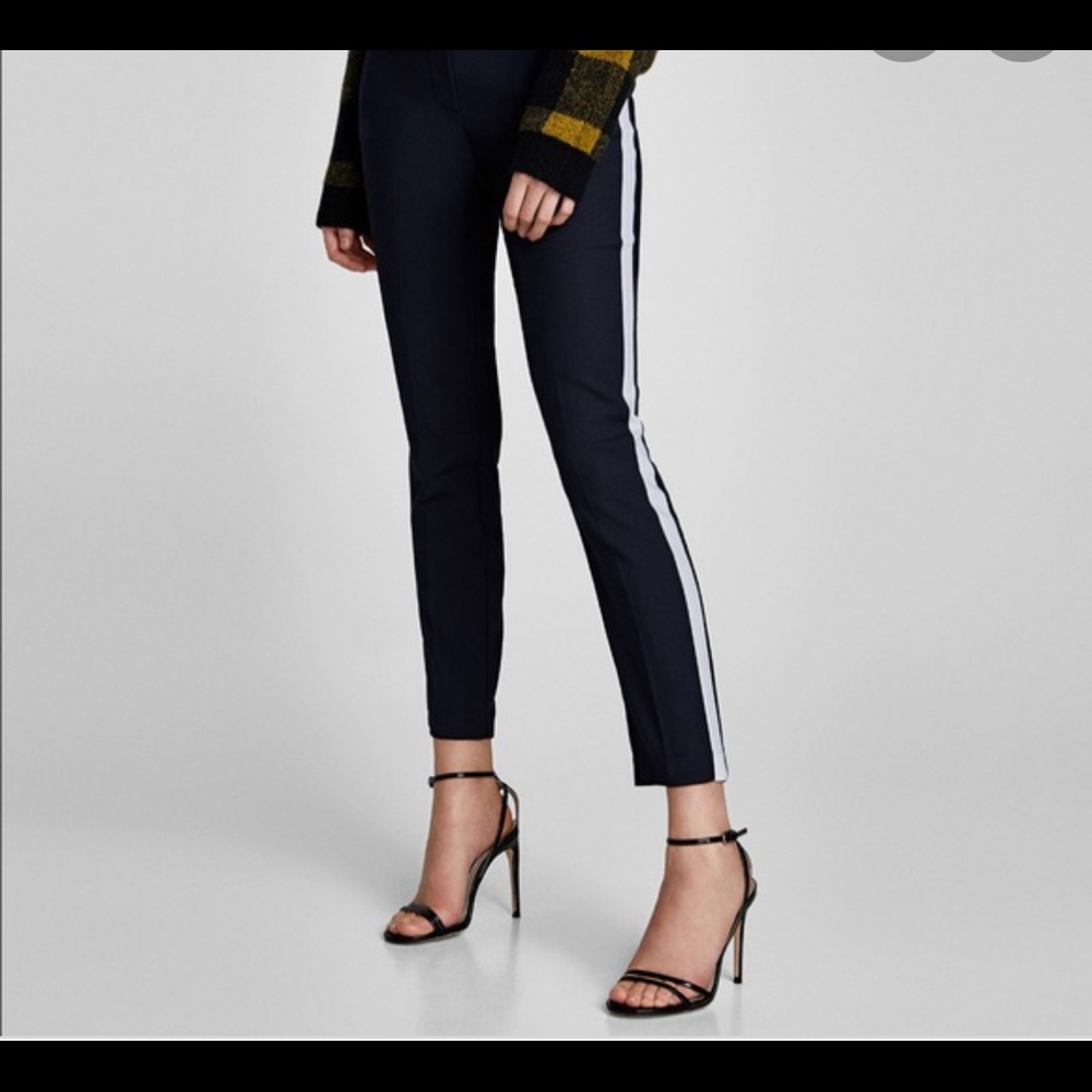 Zara Black trousers with white stripe